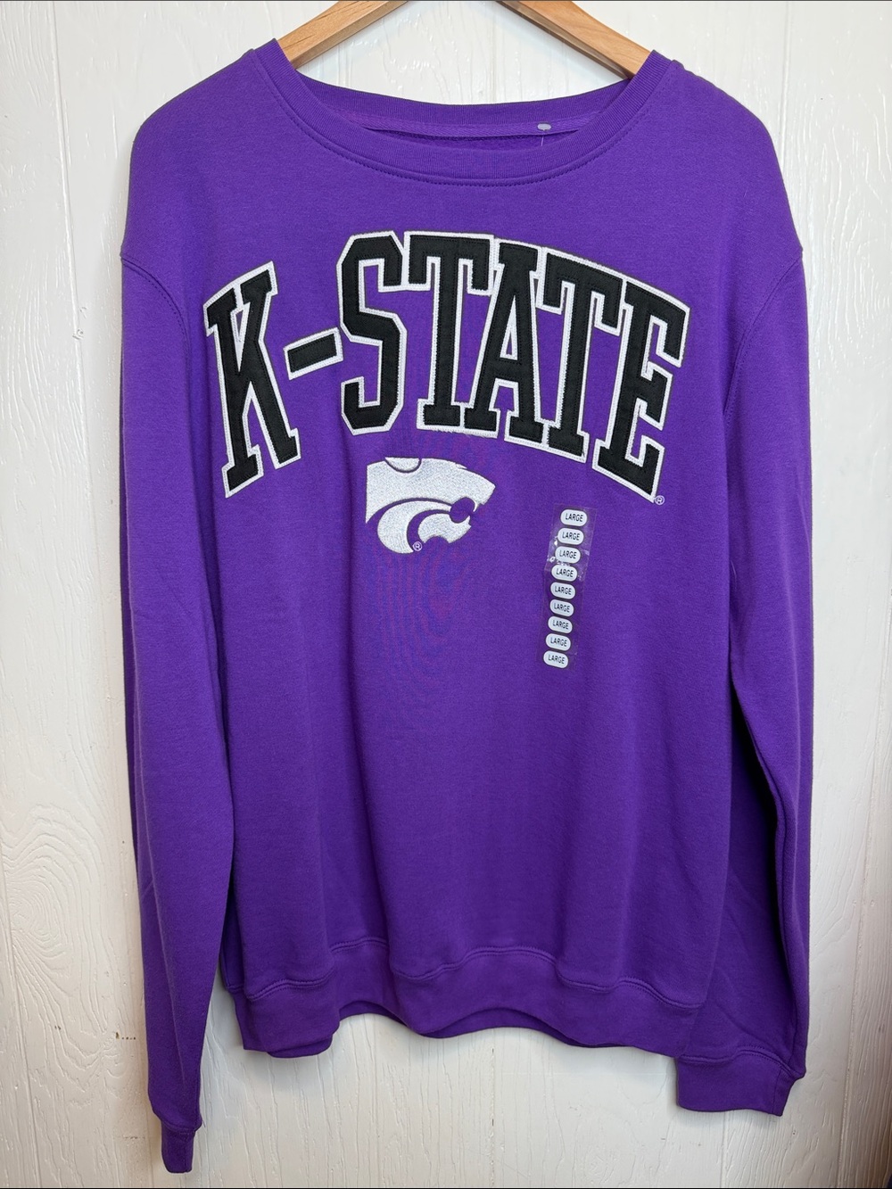 K-STATE Graphic Crewneck in Purple Embroidery L NWT
